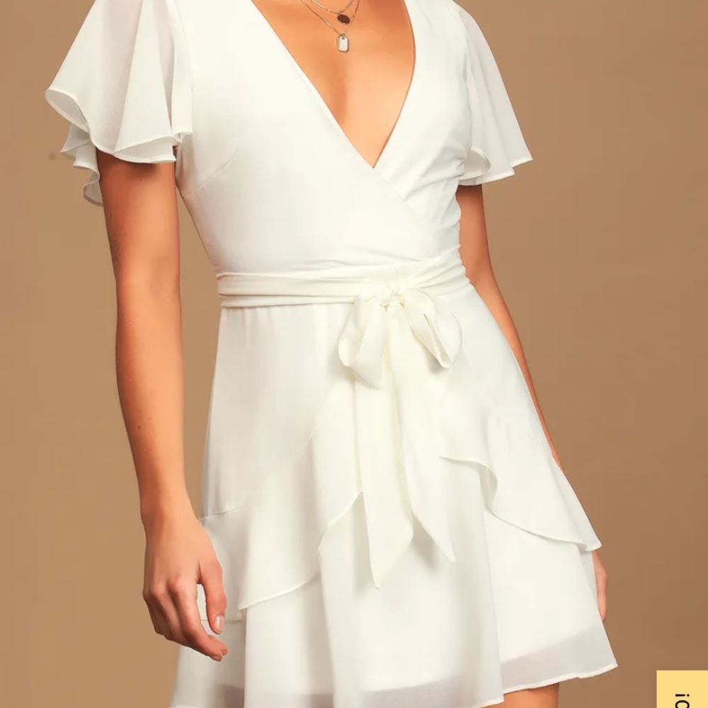 White Ruffled Mini Dress - Picture 2 of 2